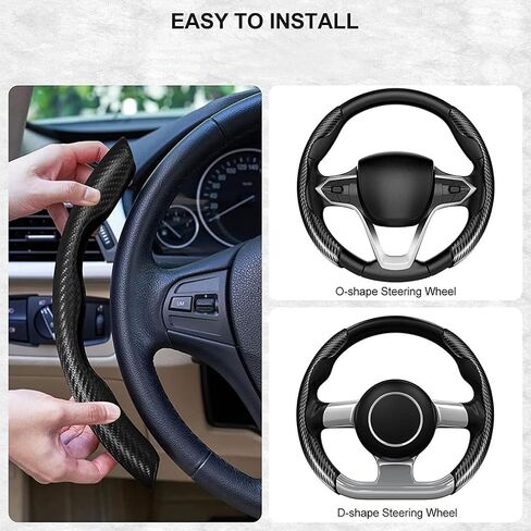 Car Steering Wheel Covers, for Jaguar F-Type Coupe 2013-2021 Carbon Fiber Anti-Skid Segmented Protector Soft Breathable Grip, Auto Accessories,C-Red in Saudi Arabia