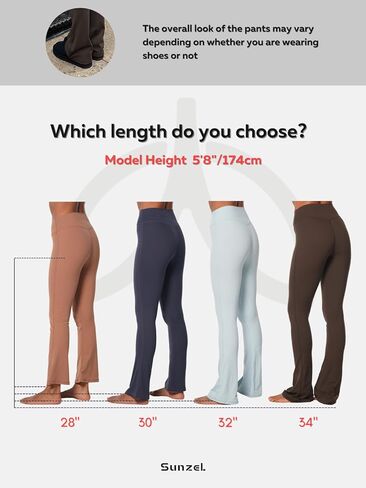 Sunzel Flare Leggings for Women with Pockets, Crossover Yoga Pants with Tummy Control, High Waisted and Wide Leg 30" Black Small in Saudi Arabia