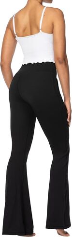 Sunzel Flare Leggings for Women with Pockets, Crossover Yoga Pants with Tummy Control, High Waisted and Wide Leg 30" Black Small in Saudi Arabia