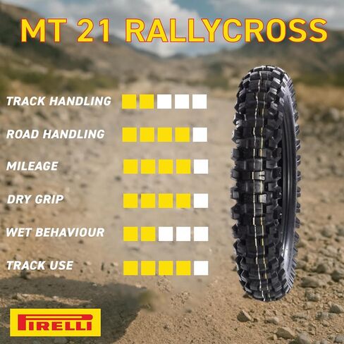 Pirelli MT 21 Rallycross 120/80-18 إطارات الدراجات النارية الخلفية-معتمدة من نقطة ، والرياح المزدوج/enduro ، ودوار عدواني للطرق على الطرق الوعرة والتجمع ، والقبضة عالية الأداء ، ودراجات المغامرة والتراب in Saudi Arabia