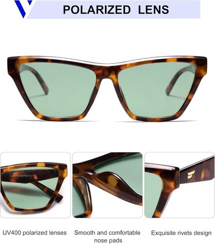 VANLINKER Retro Polarized Square Cateye Sunglasses for Women Trendy Oversized Rectangular Cat-eye Frame VL9856 in Kuwait