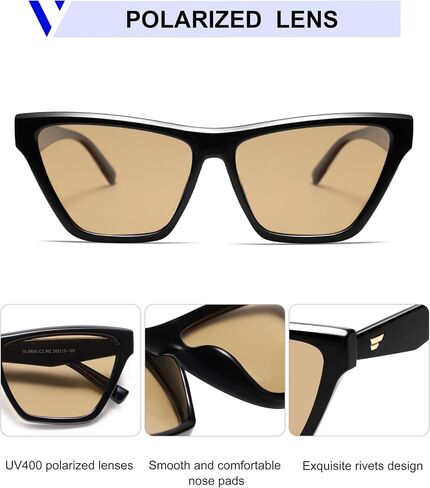 VANLINKER Retro Polarized Square Cateye Sunglasses for Women Trendy Oversized Rectangular Cat-eye Frame VL9856 in Kuwait