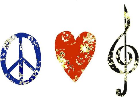 CafePress Peace, Love, Handbells Rectangle Car Bumper Magnet in Saudi Arabia