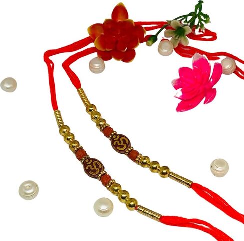 TheNext7 Set of 2 Rakhi Designs Rakhi for Brothers, rakhadi, New rakhis, Raksha Bandhan Indian Bracelet Beads Rakhi Thread Bhaiya Bhabhi Rakhi Bracelet Rakhi in Saudi Arabia