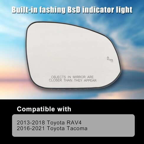 Right Passenger Side Mirror Glass with Blind Spot Detection Rearview Mirror Lens with Heat Defogging Backing Plate 87931-42E50 fit for Toyota RAV4 2013-2018 fit for Tacoma Toyota 2016-2021 in Saudi Arabia