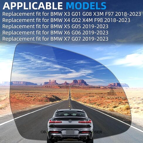 استبدال المرآة الجانبية للركاب لـ BMW X3 G01 G08 X3M F97 ، X4 G02 X4M F98 ، X5 G05 ، X6 G06 ، X7 G07 - زجاج مرآة جانبية ، مرايا المنظر الخلفي مع الزجاج مع الطاقة المدفأة والمكفوفين in Saudi Arabia