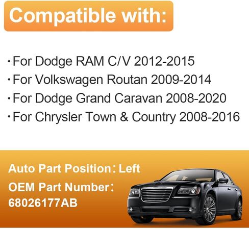 Senzeal Driver Side Side Phrected Mirt Glass بديل لدودج جراند كارافان 2008-2020 كرايسلر تاون كونتري 2008-2016 RAM CV 2012-2015 فولكس واجن روتان 2009-2014 68026177AB (الجانب الأيسر) in Saudi Arabia