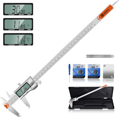 Digital Caliper, HARDELL 6 Inch Measuring Tool with Stainless Steel, Protection Design, Easy Switch from Inch Metric Fraction, Large LCD Screen 150mm for Household/DIY in Kuwait