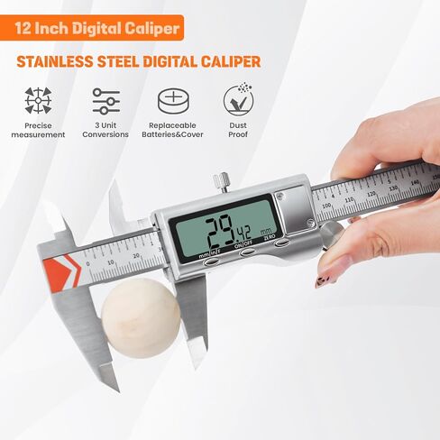 Digital Caliper, HARDELL 6 Inch Measuring Tool with Stainless Steel, Protection Design, Easy Switch from Inch Metric Fraction, Large LCD Screen 150mm for Household/DIY in Kuwait