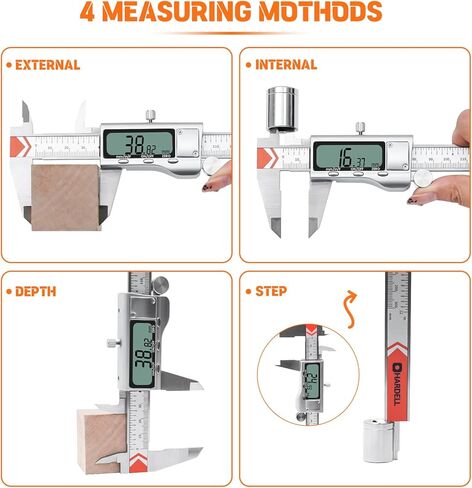 Digital Caliper, HARDELL 6 Inch Measuring Tool with Stainless Steel, Protection Design, Easy Switch from Inch Metric Fraction, Large LCD Screen 150mm for Household/DIY in Kuwait