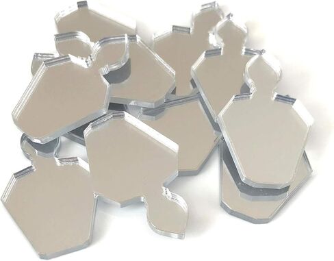 Super Cool Creations Perfume Bottle Shaped Crafting Mirrors, Set of 10, Many Colours, Shatterproof Acrylic, Silver Mirror, Pack of 10 x 9cm in Saudi Arabia
