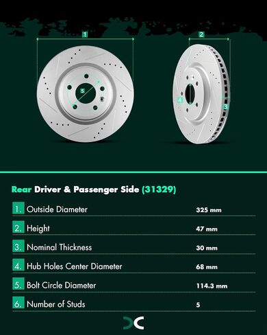 [SCITOO Brake Kits] - Front Drilled Slotted Brake Rotors for 11-18 for Ford Explorer,17 for Ford for F-150,12-18 for Ford Flex,11-18 for Ford Taurus,11-12 for Lincoln MKS,11-18 for Lincoln MKT in Saudi Arabia