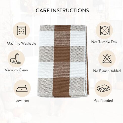 Uphome Bufflo Plaid Outdoor Prug 2'x4.3 '، حصيرة الباب الأمامي البني المتقلب لديكور الخريف ، سجادة شرفة قطنية داخلية في الهواء الطلق لمحصيرات الأبواب ذات الطبقات ، عداء السجاد القابل للغسل لدجال الفناء in Kuwait