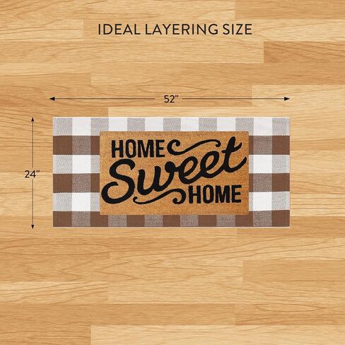 Uphome Bufflo Plaid Outdoor Prug 2'x4.3 '، حصيرة الباب الأمامي البني المتقلب لديكور الخريف ، سجادة شرفة قطنية داخلية في الهواء الطلق لمحصيرات الأبواب ذات الطبقات ، عداء السجاد القابل للغسل لدجال الفناء in Kuwait