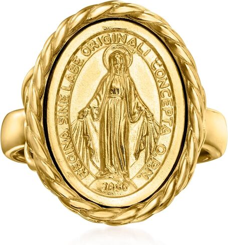 Ross-Simons Italian 18kt Gold Over Sterling Miraculous Medal Frame Ring in Saudi Arabia