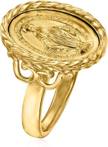 Ross-Simons Italian 18kt Gold Over Sterling Miraculous Medal Frame Ring in Saudi Arabia