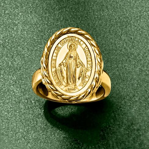 Ross-Simons Italian 18kt Gold Over Sterling Miraculous Medal Frame Ring in Saudi Arabia