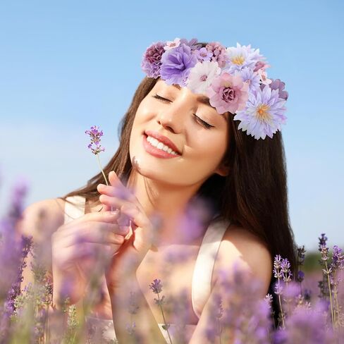Cindeer 100 Pcs Fake Flower Heads for Crafts Mini Flower Heads Faux Rose Artificial Daisy Blossom Decorative Flowers for Home Bride Bridesmaid Wedding Centerpieces, 2-7 cm(Purple) in Saudi Arabia