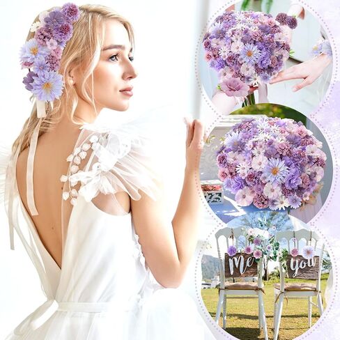 Cindeer 100 Pcs Fake Flower Heads for Crafts Mini Flower Heads Faux Rose Artificial Daisy Blossom Decorative Flowers for Home Bride Bridesmaid Wedding Centerpieces, 2-7 cm(Purple) in Saudi Arabia