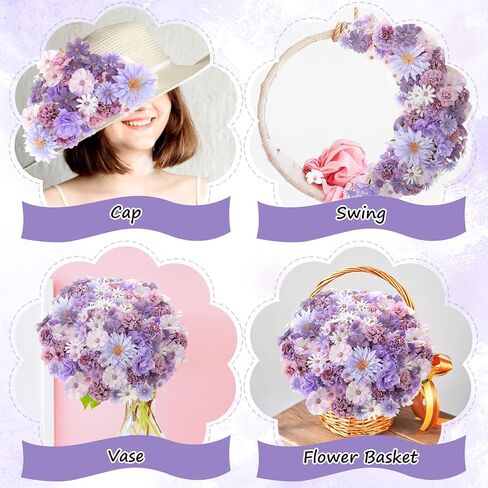 Cindeer 100 Pcs Fake Flower Heads for Crafts Mini Flower Heads Faux Rose Artificial Daisy Blossom Decorative Flowers for Home Bride Bridesmaid Wedding Centerpieces, 2-7 cm(Purple) in Saudi Arabia