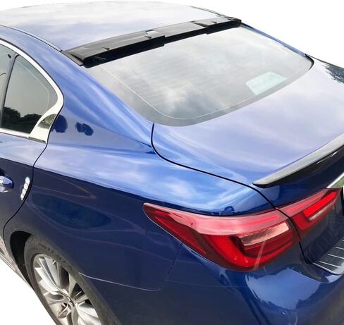 FreeMotor802 متوافق مع المفسد 2014-2024 Infiniti Q50 سقف ، PP Pp Polypropylene Carbon Print V Window Window Window Wing in Kuwait