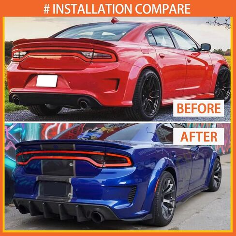 توافق الشفاه الخلفي للشفاه مع 2020-2024 شاحن عريض SRT HELLCAT SCAT PACK PUPPER REAP PUMPER DISFUSER KIT SPOILER SPOILER (Gloss Black) in Kuwait