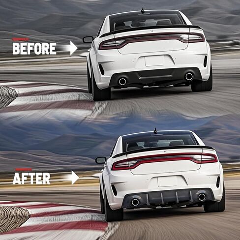 الناشر الخلفي للشاحن لعام 2020-2024 DODGE Widebody SRT HELLCAT/SCAT PACK ، شفة مصد خلفية سوداء بلاكية 4-فاين (جسم عريض فقط) in Kuwait