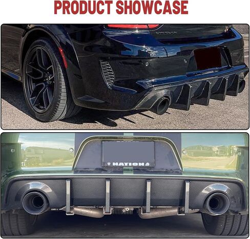 الناشر الخلفي للشاحن لعام 2020-2024 DODGE Widebody SRT HELLCAT/SCAT PACK ، شفة مصد خلفية سوداء بلاكية 4-فاين (جسم عريض فقط) in Kuwait