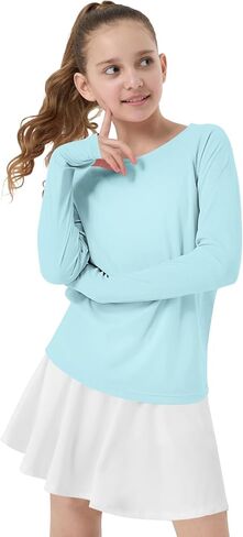 حارس الفتاة الطفح القمصان سبح قميص هوديي حماية UV حماية طويلة الأكمام الطويلة قمم الجافة الجافة خفيفة الوزن 50+ in Kuwait