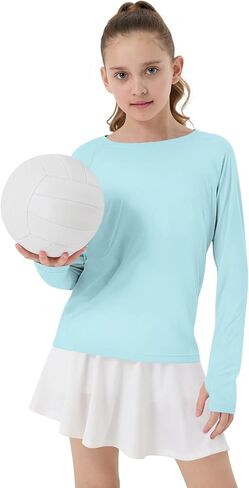 حارس الفتاة الطفح القمصان سبح قميص هوديي حماية UV حماية طويلة الأكمام الطويلة قمم الجافة الجافة خفيفة الوزن 50+ in Kuwait