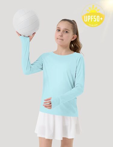 حارس الفتاة الطفح القمصان سبح قميص هوديي حماية UV حماية طويلة الأكمام الطويلة قمم الجافة الجافة خفيفة الوزن 50+ in Kuwait