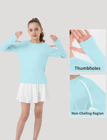 حارس الفتاة الطفح القمصان سبح قميص هوديي حماية UV حماية طويلة الأكمام الطويلة قمم الجافة الجافة خفيفة الوزن 50+ in Kuwait