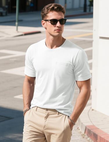 Magcomsen Mens Pocket Tee Tee Upf 80+ قمصان حماية من الشمس in Kuwait