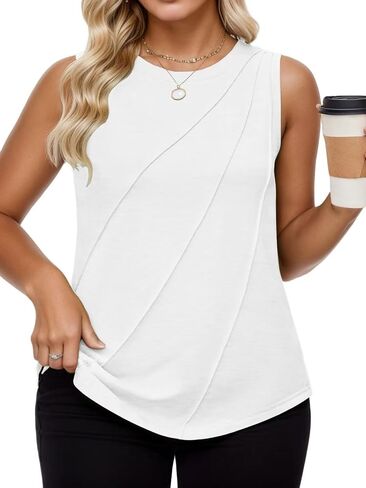 DOLNINE Plus-Size-Tank-Tops-for-Women Summer Dressy Casual Sleeveless Business Blouses Loose Fit Pleated Office Work Shirts in Saudi Arabia