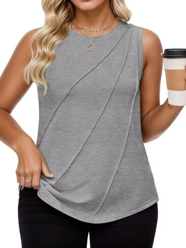 DOLNINE Plus-Size-Tank-Tops-for-Women Summer Dressy Casual Sleeveless Business Blouses Loose Fit Pleated Office Work Shirts in Saudi Arabia