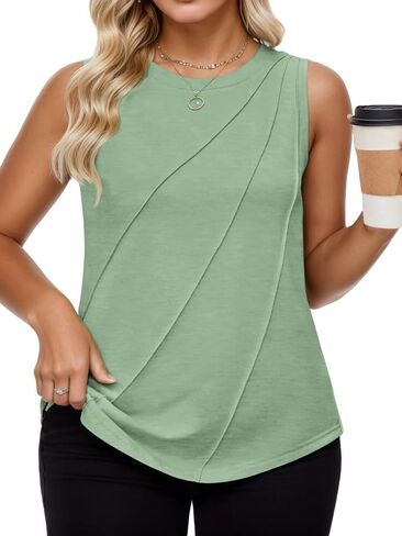 DOLNINE Plus-Size-Tank-Tops-for-Women Summer Dressy Casual Sleeveless Business Blouses Loose Fit Pleated Office Work Shirts in Saudi Arabia