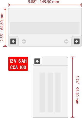 بطارية AGM Caltric متوافقة مع Yamaha Zuma 125 YW125 2009 2010 2011 2012 2013 2014 2015 2017 2017 in Kuwait
