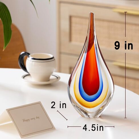 Hand Blown Glass Decor, Murano Glass Art for Home,Glass Figurines Decorative Sculpture, Red in Saudi Arabia