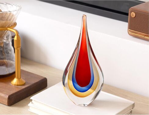 Hand Blown Glass Decor, Murano Glass Art for Home,Glass Figurines Decorative Sculpture, Red in Saudi Arabia