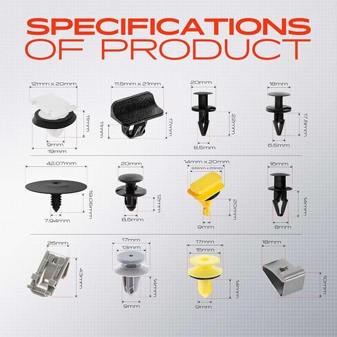 A-Premium 104PCS (12-Type) Car Retainer Clips Kit Compatible with Chevrolet Silverado 1500 2019-2023 Bumper Door Window Molding Auto Push Pin Plastic Rivet Fastener Replacement Set, w/Removal Tool in Saudi Arabia