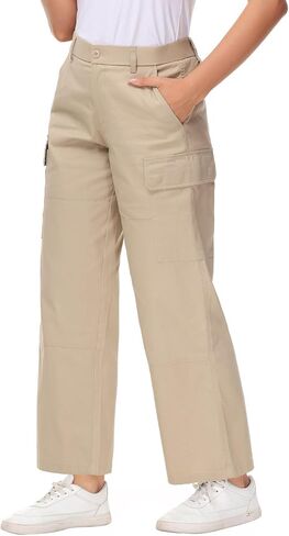 Soojun Women's Lightweight Elastic Waist Comfy Straight Leg Cargo Pants in Saudi Arabia
