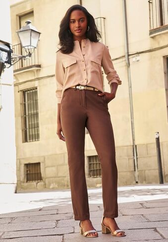 Jessica London Women's Plus Size Casual Stretch Straight Leg Chino Pants in Kuwait