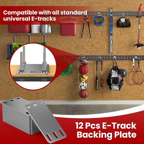 12 Pcs E Track Plate | E-Track Backing Plate Installation Kit | Heavy Duty E-Track Rail Accessories with Bolts, Nuts and Washers | Suitable for Trucks, Trailers, Wooden Floors in Saudi Arabia