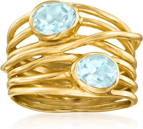 Ross-Simons 1.70 CT. T.W. حلقة الطريق السريع في Sky Blue Topaz بالذهب 18kt على الجنيه الاسترليني in Saudi Arabia