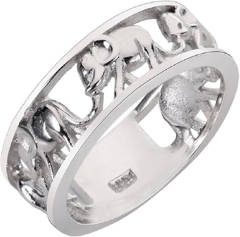 Clostoutwarehouse 925 Sterling Silver Elephant Family Family Ring (يأتي بالألوان) in Kuwait