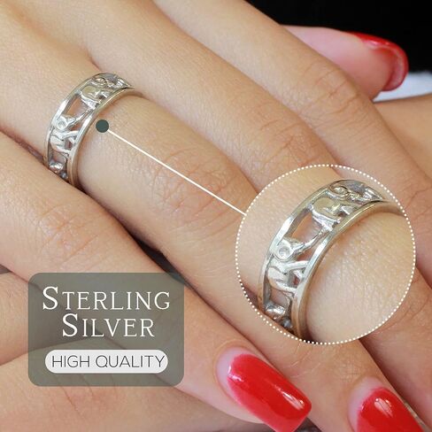 Clostoutwarehouse 925 Sterling Silver Elephant Family Family Ring (يأتي بالألوان) in Kuwait