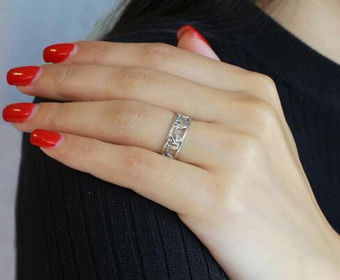 Clostoutwarehouse 925 Sterling Silver Elephant Family Family Ring (يأتي بالألوان) in Kuwait