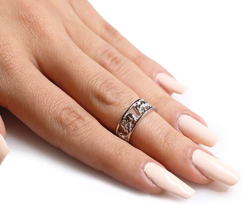 Clostoutwarehouse 925 Sterling Silver Elephant Family Family Ring (يأتي بالألوان) in Kuwait