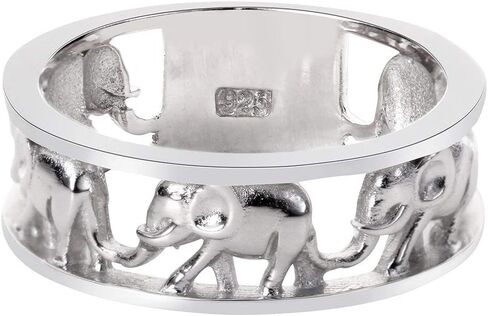 Clostoutwarehouse 925 Sterling Silver Elephant Family Family Ring (يأتي بالألوان) in Kuwait