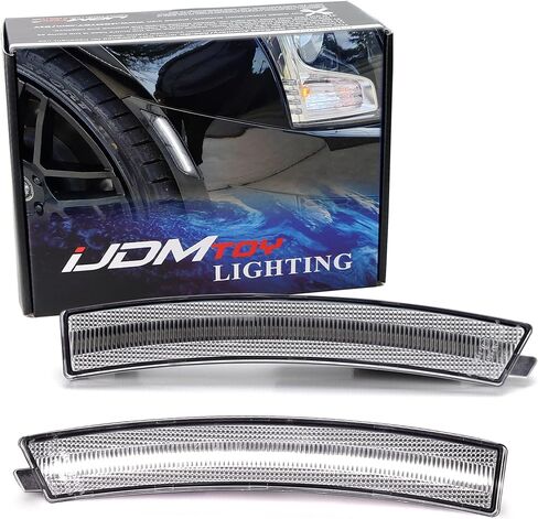 iJDMTOY Semi-Clear Lens 36-SMD Xenon White Full LED Front Bumper Side Marker Light Kit Compatible With Cadillac 2020-up CT4, Replace OEM Amber Front Sidemarkers in Saudi Arabia